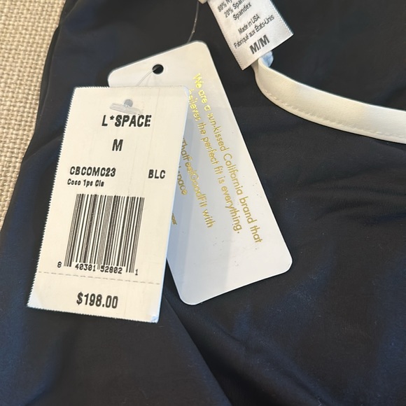 🆕 Anthropologie x L*Space Coco One Piece Swimsuit / Black & White / Medium - Picture 9 of 9